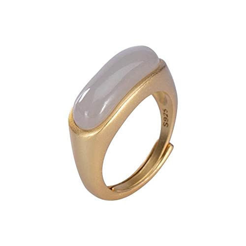 Verstellbare offene Ringe für Damen – Ring für Damen, chinesisch verstellbar – Retro-natürliche Hotan-Lila-Jade, lange ovale offene Bandringe, eleganter Palast-Stil, klassischer Charm-Schmuck G von Generic