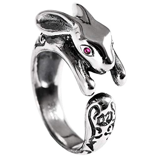 Verstellbare offene Ringe für Damen – verstellbarer Ring für Damen, S925 Retro kleiner süßer weißer Hase, offener Fingerring für Hochzeit, Geburtstag, Party, Schmuck von Generic