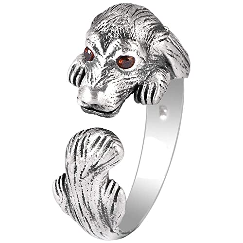 Verstellbare offene Ringe für Damen – verstellbarer Ring für Damen, S925 Sternzeichen-Hund, künstlicher roter Zirkon, neuartiger offener Fingerring für Hochzeit, Geburtstag, Party, Schmuck von Generic