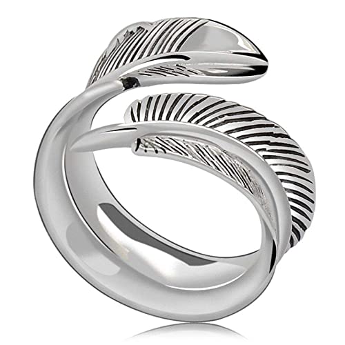 Verstellbare offene Ringe für Damen – verstellbarer Ring für Damen, S925 Vintage-Feder, Persönlichkeit, offener Fingerring für Hochzeit, Geburtstag, Party, Schmuck von Generic