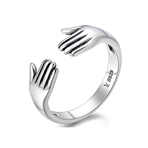 Verstellbare offene Ringe für Damen – verstellbarer Unisex-Ring, doppellagig, „Gib mir eine Umarmung“-Handpaarring, romantischer Antrags- und Verlobungsring von Generic