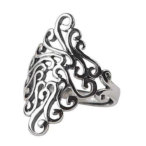 Verstellbarer Ring Damen, S925 Sterling Silber Silber Hohlmuster Punk Verstellbarer offener Knoten Schwanzring Fingergelenk Zehenring Schmuck für Frauen Mädchen Geschenk von Generic