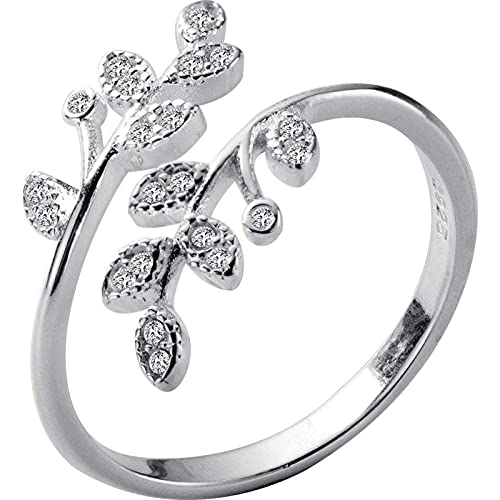 Verstellbarer Ring für Damen, S925 Sterling Silber, modernes Blatt mit eingelegtem Zirkonia, modisch, verstellbar, offener Knöchel-Schwanzring, Fingergelenk, Zehenring, Schmuck für Frauen und Mäd von Generic