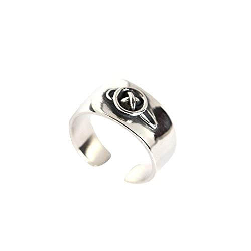 Verstellbarer Ring für Damen, S925 Sterlingsilber, Retro, kreativ, breiter Kreis, Knopf, modisch, verstellbar, offener Knöchel, Schwanzring, Fingergelenk, Zehenring, Schmuck für Frauen, M? Dch von Generic