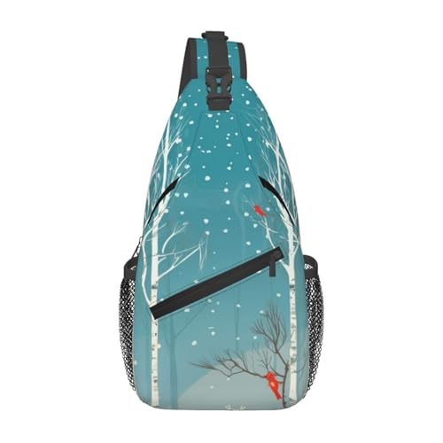Verstellbarer Sling Rucksack Frohe Weihnachten Birke Schultertasche Stylisch,Elegant Schulterrucksack für Sportlich Sport Herren von Generic