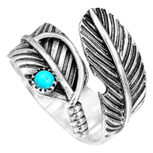 Verstellbarer türkisfarbener Federring – Türkis Stein Ring Anti-Stress-Ring Offener Fidget Ring | Stapelbarer Bandring für Frauen, Mädchen, Anti-Stress-Ring, Ehering, Schmuck Geschenk von Generic