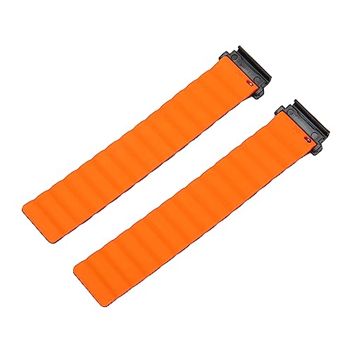 Verstellbares Silikon-Uhren Armband, Schnell Verschluss, Magnet Gurt fürFenix 7S 6S 5S (Grau und Orange) von Generic