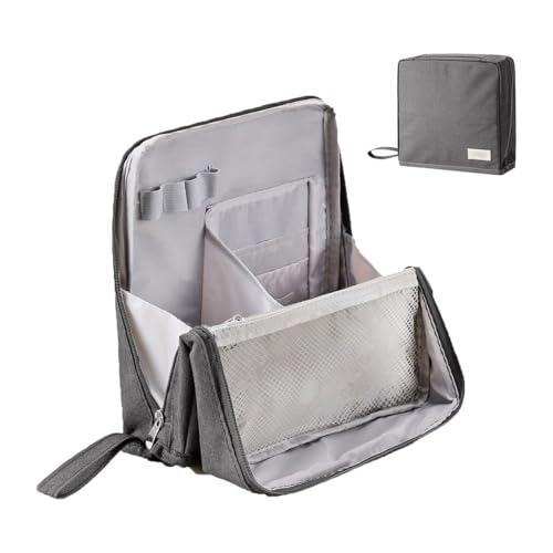 Vielseitige, große Make-up-Tasche aus Oxford-Stoff, tragbarer Kulturbeutel für Damen und Herren, wasserdichter Make-up-Organizer mit Fächern (Gray) von Generic