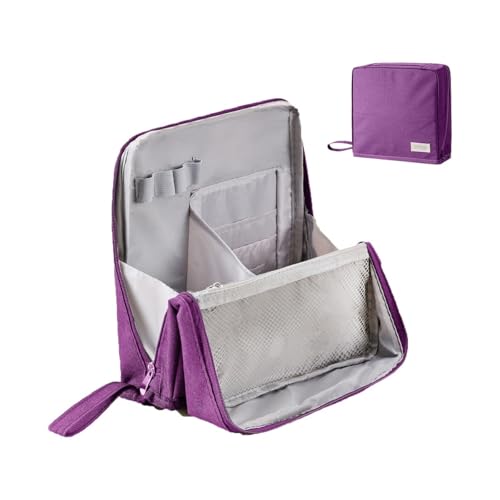 Vielseitige, große Make-up-Tasche aus Oxford-Stoff, tragbarer Kulturbeutel für Damen und Herren, wasserdichter Make-up-Organizer mit Fächern (Purple) von Generic