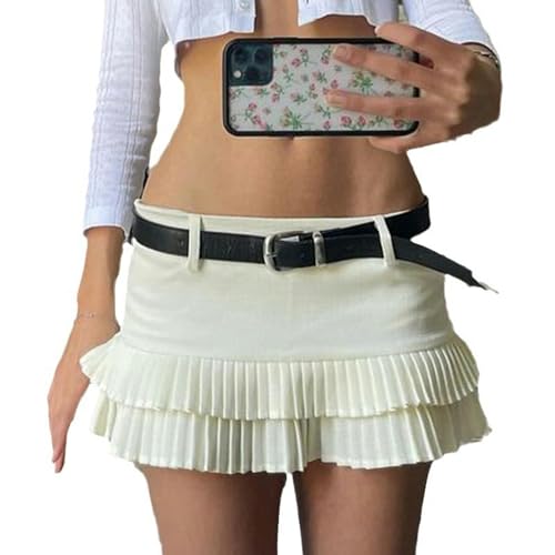 Vielseitiger doppellagiger Faltenrock mit niedriger Taille für Mädchen, vielseitiger Ming-Webrock, Weiß, M Vielseitiger doppellagiger Faltenrock mit niedriger Taille für Mädchen, vielseitiger Ming-Webrock, Weiß, M von Generic