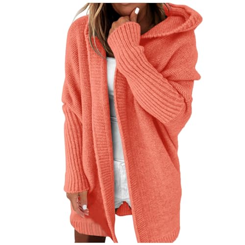 Vila Strickjacke Damen - Zum Wandern Reisen Treking Damen Cardigan Strandkleid Lang Longstrickjacke Damen Sommer Strickjacke Damen Lang Cardigan Strickmantel (Orange-a, L) von Generic