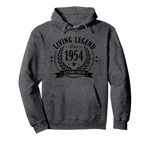 Vintage 1954 Living Legend Established Herren Bekleidung Pullover Hoodie, Unisex für Erwachsene, Anthrazit Meliert, S von Generic