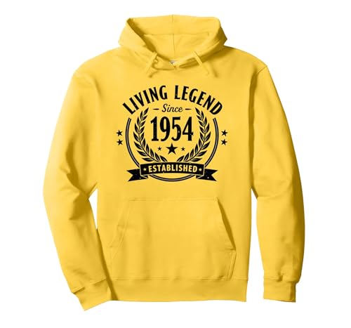 Vintage 1954 Living Legend Established Herren Bekleidung Pullover Hoodie, Unisex für Erwachsene, Gelb, S von Generic