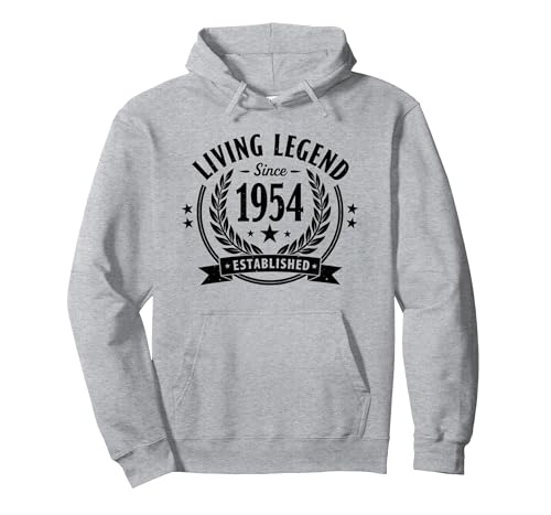 Vintage 1954 Living Legend Established Herren Bekleidung Pullover Hoodie, Unisex für Erwachsene, Grau Meliert, L von Generic
