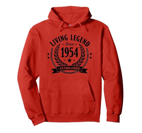 Vintage 1954 Living Legend Established Herren Bekleidung Pullover Hoodie, Unisex für Erwachsene, Rot, XL von Generic