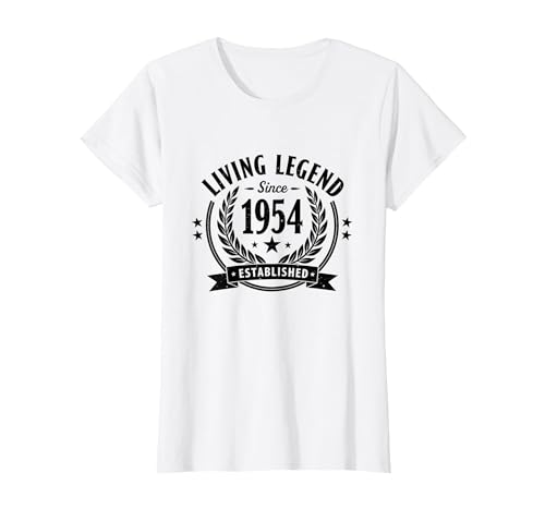 Vintage 1954 Living Legend Established Herren Bekleidung T-Shirt, Damen, Weiß, XS von Generic