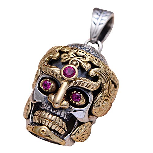 Vintage 925 Silber Golden Ton Totenkopf Anhänger Damen Herren Halskette von Generic