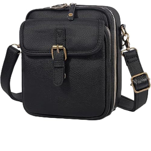 Vintage Anti-Diebstahl Damen-Umhängetasche aus PU-Leder – Verstellbare Schultertasche mit 10 Kartenfächern, Kleine Messenger Bag für Alltag & Reisen (B) von Generic
