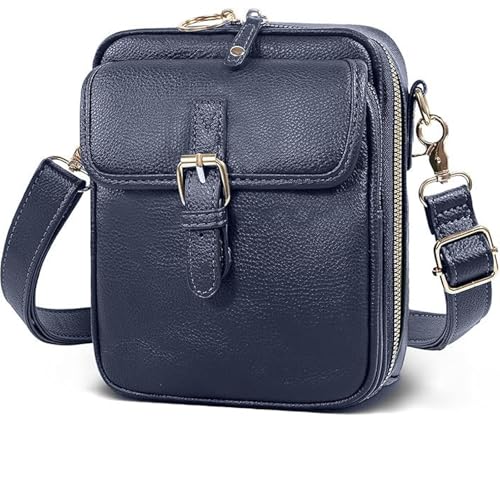 Vintage Anti-Diebstahl Damen-Umhängetasche aus PU-Leder – Verstellbare Schultertasche mit 10 Kartenfächern, Kleine Messenger Bag für Alltag & Reisen (D) von Generic