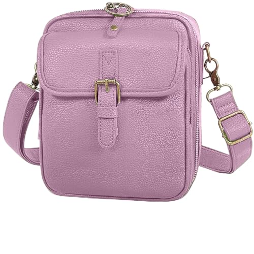 Vintage Anti-Diebstahl Damen-Umhängetasche aus PU-Leder – Verstellbare Schultertasche mit 10 Kartenfächern, Kleine Messenger Bag für Alltag & Reisen (F) von Generic