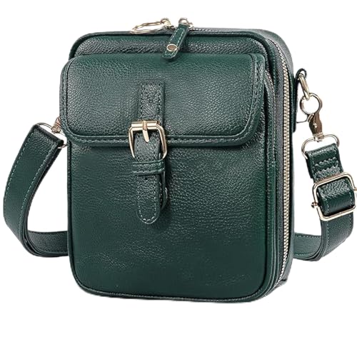 Vintage Anti-Diebstahl Damen-Umhängetasche aus PU-Leder – Verstellbare Schultertasche mit 10 Kartenfächern, Kleine Messenger Bag für Alltag & Reisen (H) von Generic