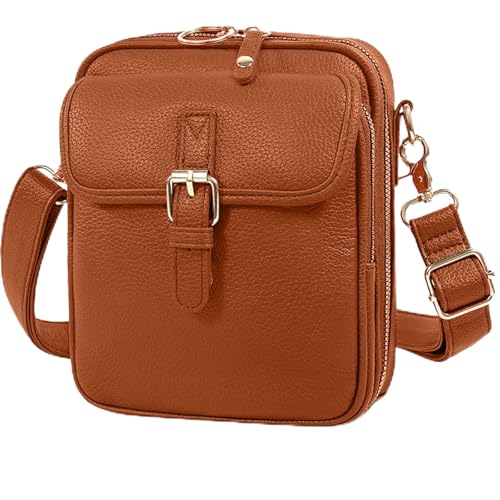Vintage Anti-Diebstahl Damen-Umhängetasche aus PU-Leder – Verstellbare Schultertasche mit 10 Kartenfächern, Kleine Messenger Bag für Alltag & Reisen (J) von Generic