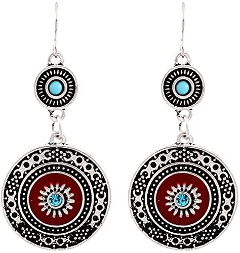 Vintage Boho Statement Ohrringe Blumenmotiv rund schwingend Ohrhänger Schmuck Zubehör für Frauen Mädchen von Generic