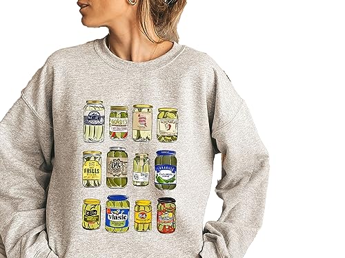 Vintage Canned Pickle Crew Sweatshirt, Frauen Pickle Jar Sweatshirt Spaß Mode Bekleidung Langarm Sweatshirt, 2, XL von Generic