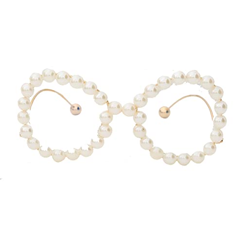 Vintage Damen Perlen Brillengestell Wellenbeine Sonnenbrille Regenbogen Perlenrahmen Klare Linse Weibliche Brillen Generic736736 von Generic
