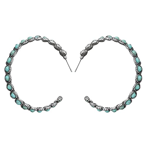 Vintage Große Creolen Damen Türkis Ohrringe von Generic