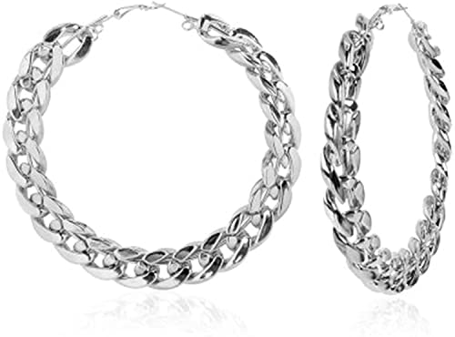 Vintage Große Punk Große Kette Ohrringe Creolen Geometrische Große Runde Ohrringe Partyschmuck für Frauen von Generic