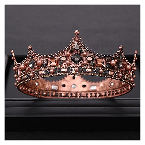 Vintage Hochzeit Krone Tiara Kristall Perle Runde Tiaras Braut Krone Hochzeit Haar Zubehör Braut Haar Schmuck Geschenk von Generic
