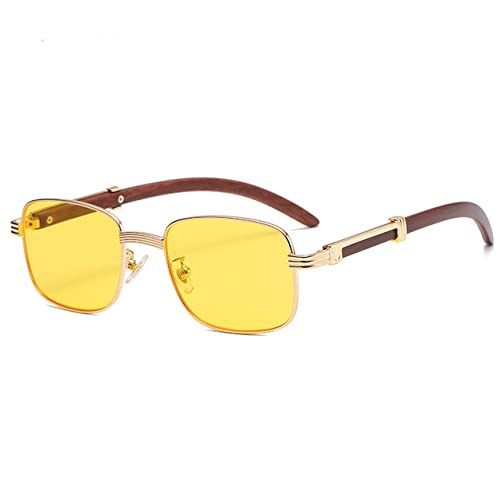 Vintage Kleine Quadratische Holzmaserung Metall Rahmen Sonnenbrille Für Frauen Mode Klare Linse Elegante Brillen Männer Hip Hop Sonnenbrille Generic710710 von Generic