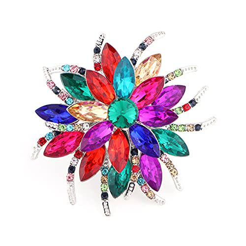 Vintage Kristall Brosche Große Knopfleiste Brosche Anzüge Jacke Schal Tasche Anhänger Charme Zubehör Bunt Qualität Stabil von Generic