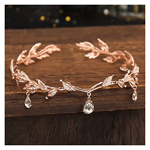 Vintage Kristall Strass Wassertropfen Blatt Tiara Krone Stirnband Hochzeit Haar Zubehör Frontlet Brautjungfer Braut Haar Schmuck von Generic