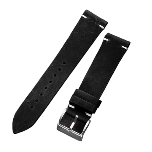 Vintage Leder Uhrenarmband 18mm 20mm 21mm 22mm Männer Frauen Sport(Black,20mm) von Generic