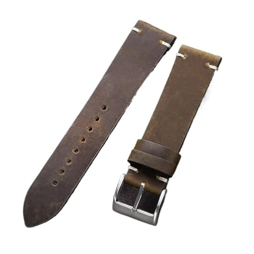Vintage Leder Uhrenarmband 18mm 20mm 21mm 22mm Männer Frauen Sport(Dark brown,22mm) von Generic