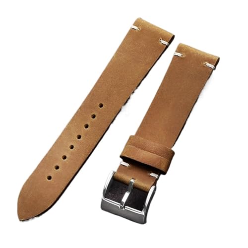 Vintage Leder Uhrenarmband 18mm 20mm 21mm 22mm Männer Frauen Sport(Light brown,20mm) von Generic
