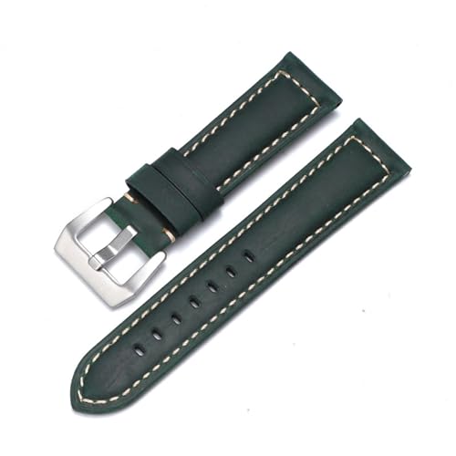 Vintage Leder Uhrenarmband Herren Uhrenarmband 22m 24mm 26mm Braun(1 dark green,26mm) von Generic