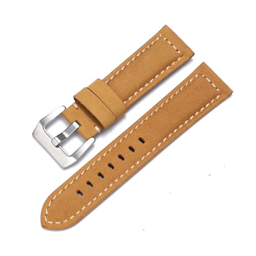 Vintage Leder Uhrenarmband Herren Uhrenarmband 22m 24mm 26mm Braun(1 light brown,22mm) von Generic