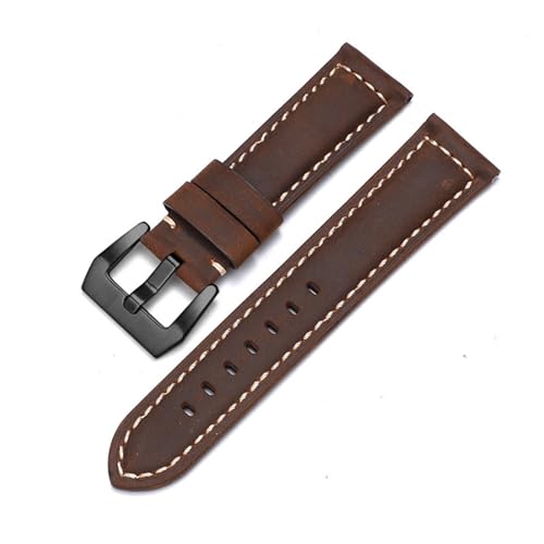 Vintage Leder Uhrenarmband Herren Uhrenarmband 22m 24mm 26mm Braun(2 dark brown,26mm) von Generic