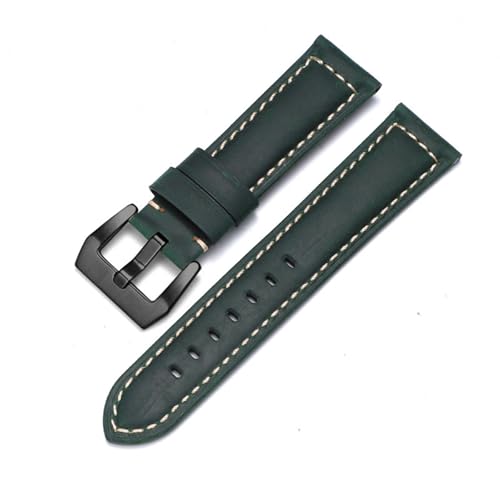 Vintage Leder Uhrenarmband Herren Uhrenarmband 22m 24mm 26mm Braun(2 dark green,22mm) von Generic