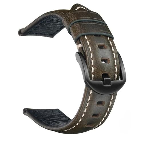 Vintage Leder Uhrenarmband mit schwarzer Schnalle for Männer und Frauen(Green,24mm) von Generic