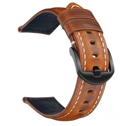 Vintage Leder Uhrenarmband mit schwarzer Schnalle for Männer und Frauen(Light Brown,24mm) von Generic