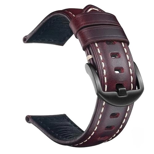 Vintage Leder Uhrenarmband mit schwarzer Schnalle for Männer und Frauen(Red,18mm) von Generic
