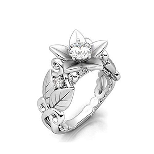 Verlobungsring / Ehering im Vintage-Stil, Lotusblüten-Motiv, inspiriert von Diamanten, Größe 8, bequem und umweltfreundlich, Diamant von Generic