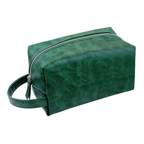 Vintage Männer und Frauen Kulturbeutel Aufbewahrungstasche Tragbare Pu Leder Kosmetiktasche Reise Veranstalter(Green) von Generic