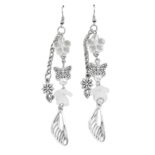 Vintage-Ohrringe mit Schmetterlings-Anhänger für Damen, geometrische Flügel, Blume, baumelnd, Statement-Schmuck, Weihnachten von Generic