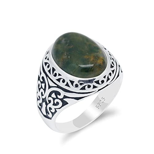 Vintage-Ring, natürlicher indischer Achatstein, Ring für Männer, Punk-Hochzeits-/Partyring, modisches Geschenk für Männer von Generic