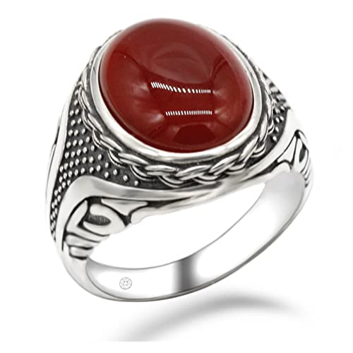 Vintage Ring 925 Silber Herrenring Stein und transparenter CZ Herren Punk Ring von Generic